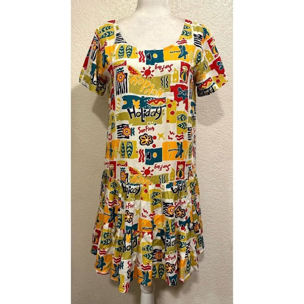 Pineapple Moon Vintage 90s Graphic Print Summer Dress
